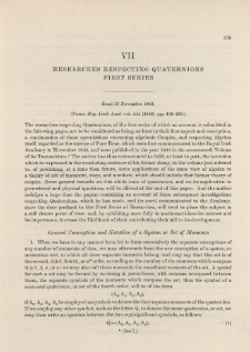 Researches respecting Quaternions. First Series (1843)