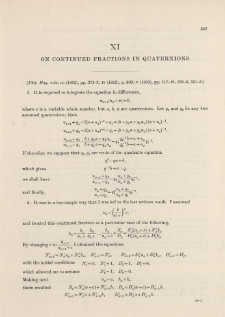 On Continued Fractions in Quaternions (1852-3)