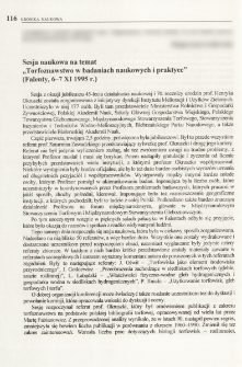 Sesja naukowa na temat "Torfoznawstwo w badaniach naukowych i praktyce" (Falenty, 6-7 XI 1995 r.)