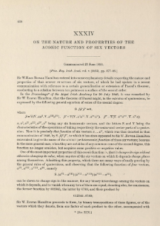 On the nature and properties of the Aconic Function of six Vectors (1851)