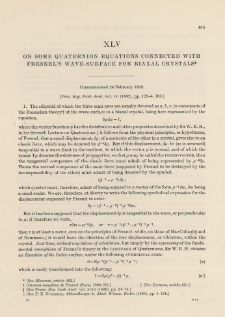 On some Quaternion Equations connected with Fresnel’s wave-surface for biaxal crystals (1859)