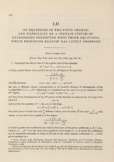 On Equations of the Fifth Degree: and especially on a certain System of Expressions connected with these Equations, which Professor Badano has lately proposed (1842)