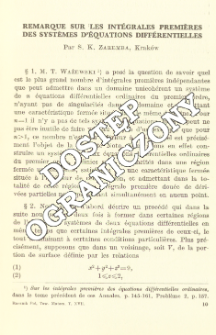 Remarque sur les int&eacute;grales premi&egrave;res des syst&egrave;mes d'&eacute;quations diff&eacute;rentielles
