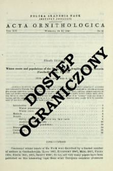 Winter roosts and populations of the rook, Corvus frugilegus L., in Moravia (Czechoslovakia), 1972/73