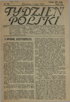 Tydzień Polski : tygodnik polityczno-społeczny : wychodzi w sobotę 1922 N.28