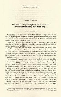 The effect of nitrogen and phosphorus on auxin and cytokinin production by mycorrhizal fungi