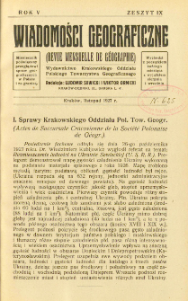 Wiadomości Geograficzne R. 5 z. 9 (1927)