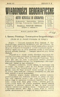 Wiadomości Geograficzne R. 6 z. 10 (1928)