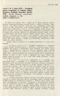 Lovel T. W. I. (Red.) 1979 - Woodland grouse symposium at Culloden House, Inverness, Scotland, December 4th-8th, 1978 - World Pheasant Association, Suffolk, England, ss. 180. [0-906864-00-3]