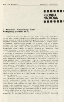Z działalności Warszawskiego Klubu Ekologicznego (seminaria 86-88)