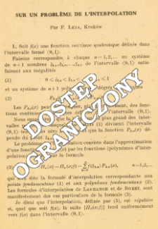 Sur un probl&egrave;me de l'interpolation