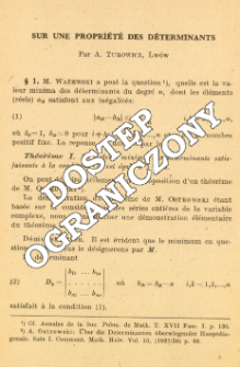 Sur une propri&eacute;t&eacute; des d&eacute;terminants