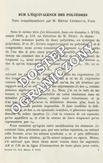 Sur l'&eacute;quivalence des poly&egrave;dres