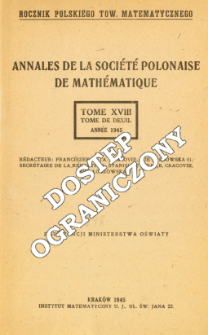 Annales de la Société Polonaise de Mathématique T. 18 (1945), Spis treści i dodatki