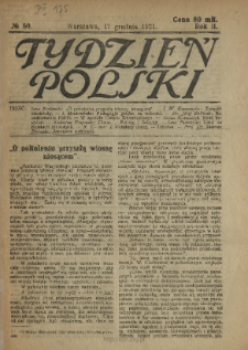 Tydzień Polski : tygodnik polityczno-społeczny : wychodzi w sobotę 1921 N.50