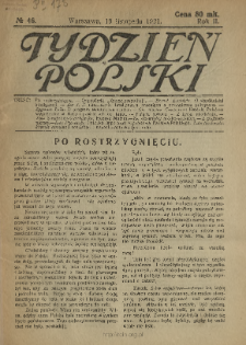 Tydzień Polski : tygodnik polityczno-społeczny : wychodzi w sobotę 1921 N.46