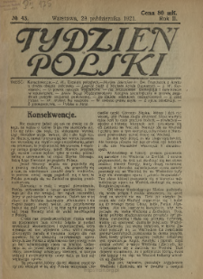 Tydzień Polski : tygodnik polityczno-społeczny : wychodzi w sobotę 1921 N.43