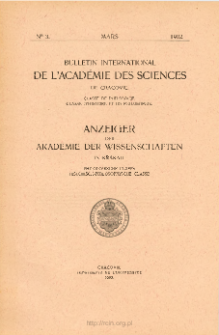 Anzeiger der Akademie der Wissenschaften in Krakau, Philologische Klasse, Historisch-Philosophische Klasse. No. 3 Mars (1902)