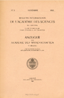 Anzeiger der Akademie der Wissenschaften in Krakau, Philologische Klasse, Historisch-Philosophische Klasse. No. 9 Novembre (1902)