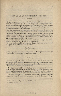Sur la loi de recombinaison des ions, C. R. Acad. Sci., 1903, 137, 177
