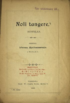Noli tangere : nowelka
