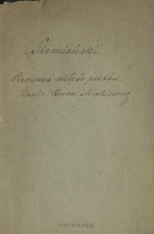 Pierwsza miłość poetów : studyum biograficzne : Dante - Byron - Mickiewicz