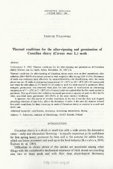 Thermal conditions for the after-ripening and germination of Cornelian cherry (Cornus mas L.) seeds