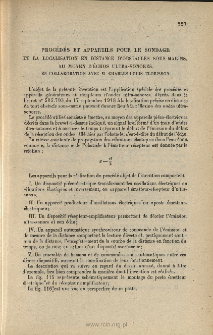 Procédés et appareils pour le sondage et la localisation en distance d'obstacles sousmafins, au moyen d'échos ultra-sonores (en commun avec M. Charles-Louis Florisson), Brevet francais, n 575.434 du 27 décembre 1923