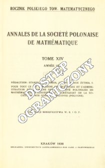 Annales de la Société Polonaise de Mathématique T. 14 (1935), Spis treści i dodatki