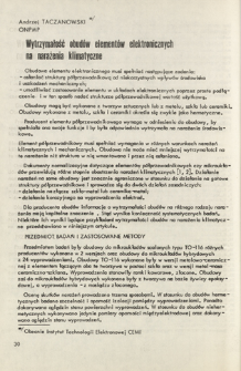 Wytrzymałość obud&oacute;w element&oacute;w elektronicznych na narażania klimatyczne = Strength of the packages of electronic elements for climatic expositions
