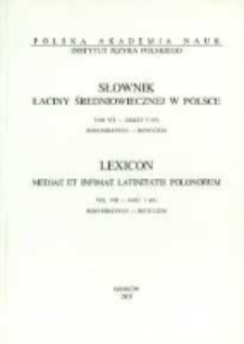 Słownik łaciny średniowiecznej w Polsce. T. 8 z. 3 (65), Remunerativus - Reticulum