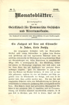 Monatsbl&auml;tter Jhrg. 17, H. 1 (1903)