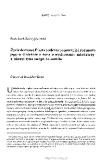 Życie domowe Piasta podczas panowania i rozmowa jego w Gnieźnie z żoną o wychowaniu młodzieży z okazyi syna jego Semowita