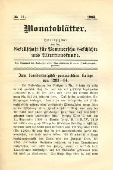 Monatsblätter Jhrg. 17, H. 11 (1903)