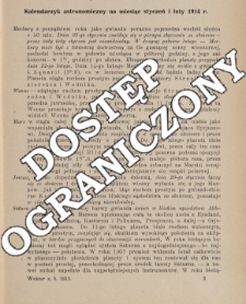 Kalendarzyk astronomiczny na miesiąc styczeń i luty 1914 r.