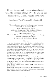 Three-Dimensional Thermo-Visco-Elasticity with the Einstein-Debye (&theta;3+ &theta;)-law for the Specific Heat.Global Regular Solvability