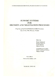 Support systems for decision and negotiation processes * Volume 1 * Names of first authors * A-K