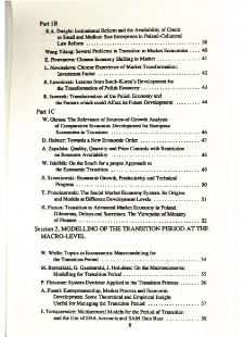 Transition to advanced market economies * Table of contents