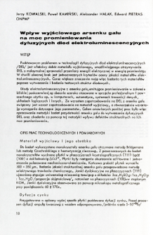 Wpływ wyjściowego arsenku galu na moc promieniowania dyfuzyjnych diod elektroluminescencyjnych = The influence of initial gallium arsenide parameters on power emitted by light-emitting diodes