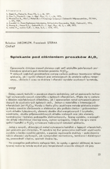 Spiekanie pod ciśnieniem proszk&oacute;w Al2O3 = Pressure sintering of Al2O3 powders