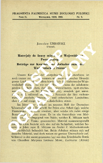 Beitr&auml;ge zur Kenntnis der Molluskenfauna der Wojewodschaft Poznań = Materjały do fauny mięczak&oacute;w wojew&oacute;dztwa poznańskiego