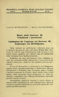 Motyle okolic Zawiercia. 3, Uzupełnienia i sprostowania = Lepidoptera der Umgebung von Zawiercie. 3, Erg&auml;nzungen und Berichtigungen
