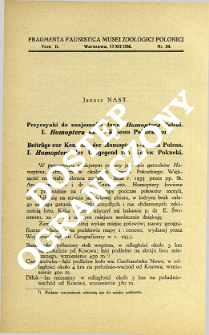 Przyczynki do znajomości fauny Homoptera Polski. 1, Homoptera okolic Kosowa Pokuckiego = Beitr&auml;ge zur Kenntnis der Homopteren-Fauna Polens. 1, Homoptera der Umgegend von Kos&oacute;w Pokucki
