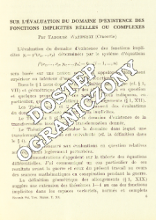 Sur l'&eacute;valuation du domaine d'existence des fonctions implicites r&eacute;elles ou complexes