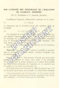 Sur l'unicit&eacute; des int&eacute;grales de l'&eacute;quation de Clairaut, modifi&eacute;e