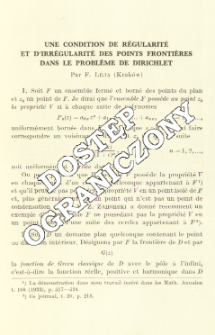 Une condition de r&eacute;gularit&eacute; et d'irr&eacute;gularit&eacute; des points fronti&egrave;res dans le probl&egrave;me de Dirichlet