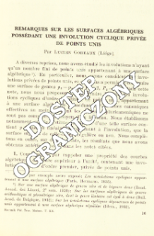 Remarques sur les surfaces alg&eacute;briques poss&eacute;dant une involution cyclique priv&eacute;e de points unis