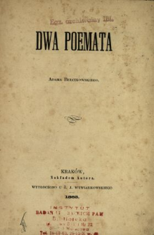 Dwa poemata Adama Bełcikowskiego