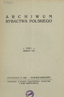 Archiwum Rybactwa Polskiego, vol. 1 no 8/9