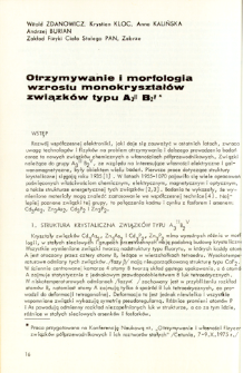Otrzymywanie i morfologia wzrostu monokryształ&oacute;w związk&oacute;w typu A3IIB2V = Preparationed morphology of single crystals of A3IIB2V compounds